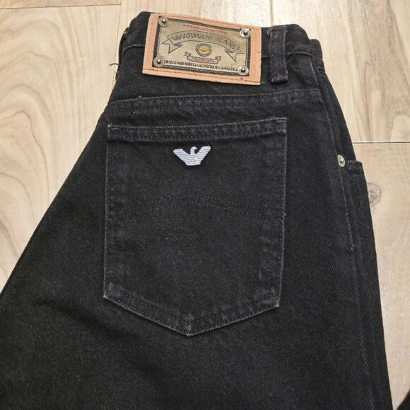 Vintage Armani Jeans 6 Womens 80s / 90s Straight High Rise Black Denim Usa 29x34 - Picture 12 of 16